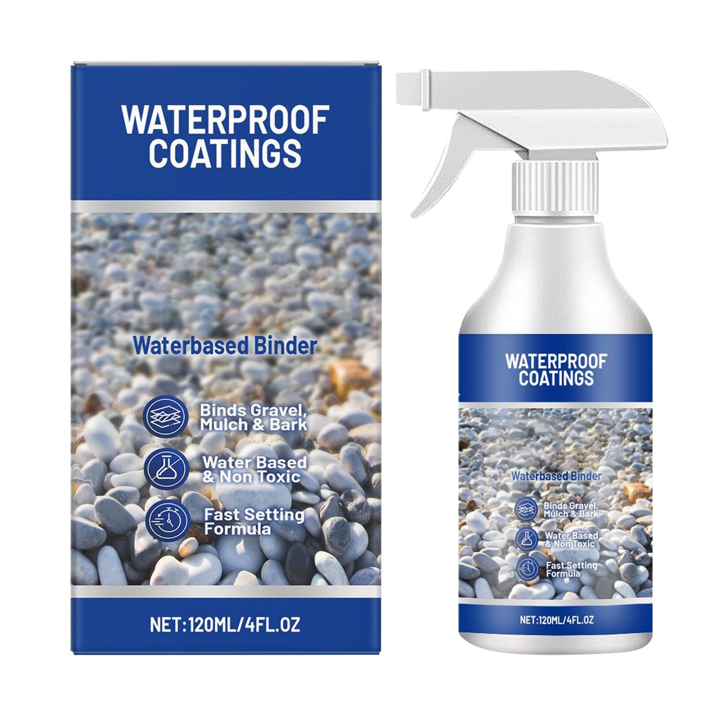 Rock Glue for Pea Gravel - Mulch Glue for Rocks | Sealer Adhesive Stabilizer Waterproof Fast Drying Spray 120ml for Outdoor Yard Playground Patio Backyard