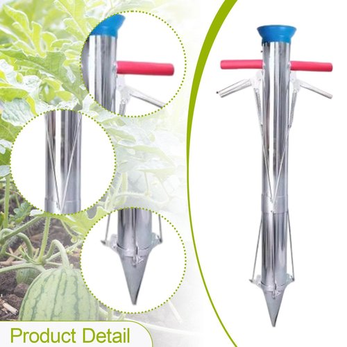 MYCENSE Stainless Steel Bulb Planter, Long Handle Multifunctional Ergonomic Handle, Vegetable Seedling Tool for Chili, Cucumber, double handle