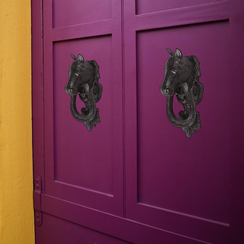 BRASSTAR Cast Iron Door Knocker, Horse Head Shape, Antique Heavy Duty Door Knocker for Front Door Garden Wooden House Farmhouse Barn TQGJPT357