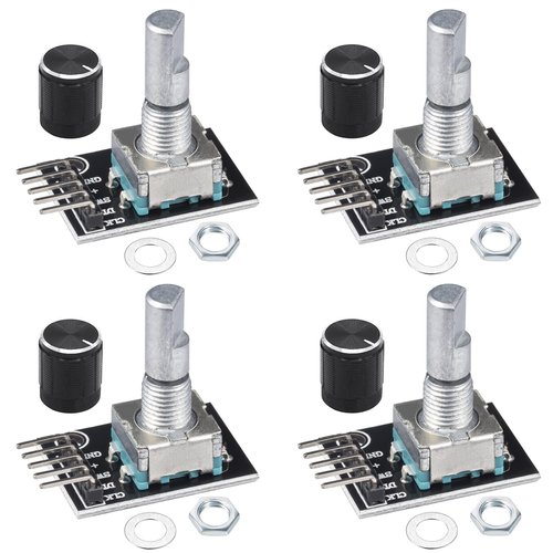 JTAREA KY-040 Rotary Encoder Module 360 Degree Switch Encoders with Knob Cap Brick Sensor Modules (Pack of 4pcs)