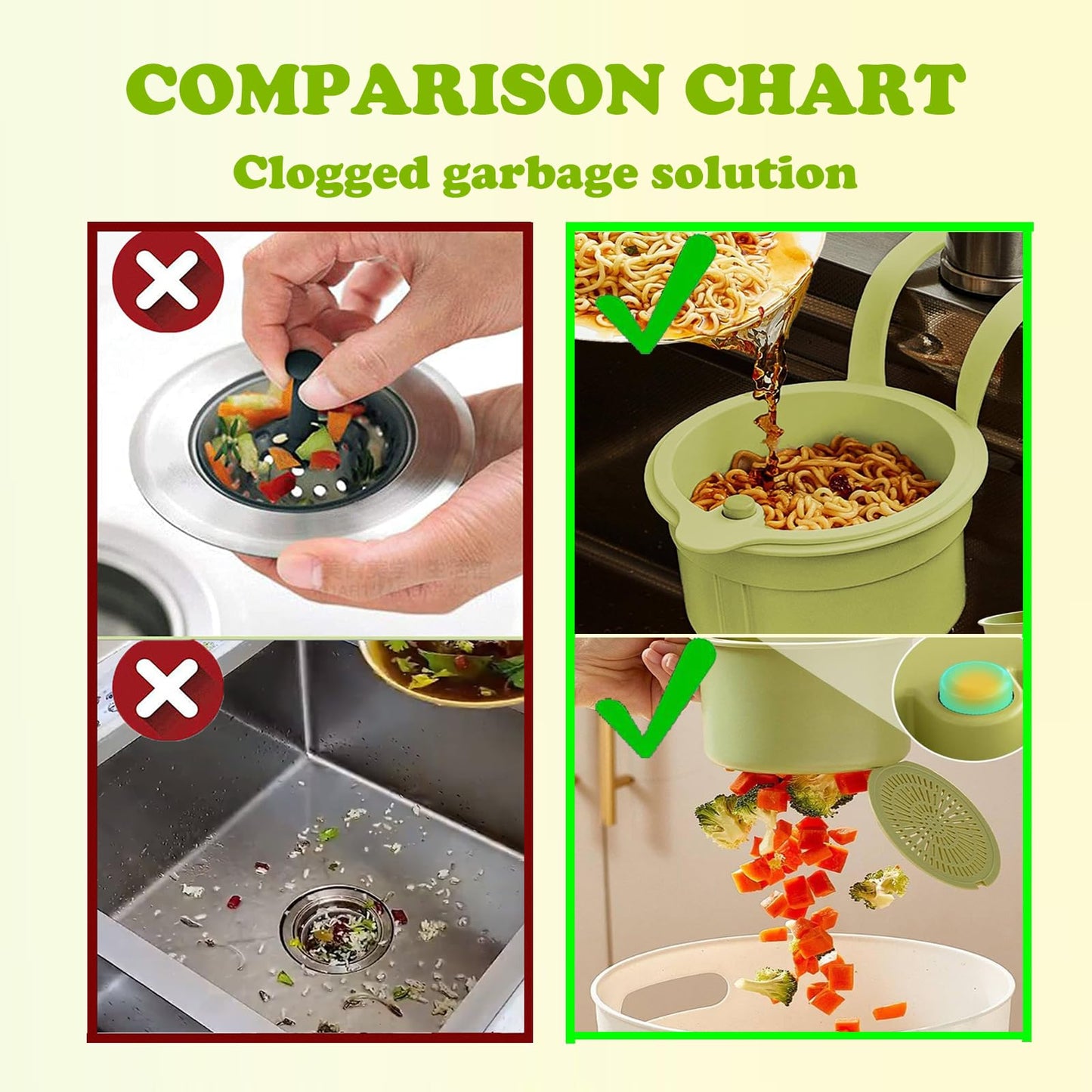 Kitchen Sink Strainer Net Bags Sink Drain Rack with Strainer Mesh Bags Kitchen Sink Drain Filter Food Catcher Trash Catcher for Garbage Leftovers Efficient Kitchen Sink Strainer Solution (Green)