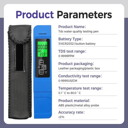 4 in 1 Digital Water Quality Tester, 2025 New Accurate TDS Meter, Portable EC Meter for Aquarium, Reliable Temperature Meter for Home Use (Whit)