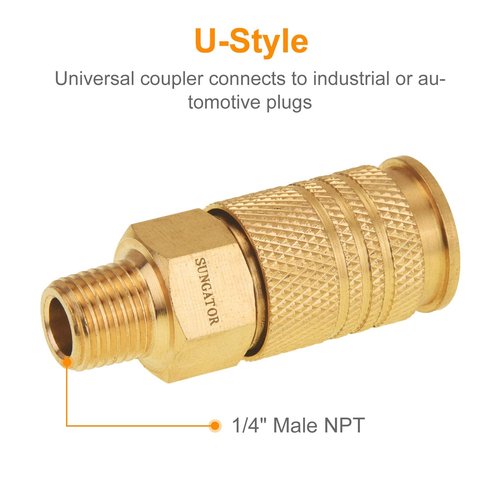 SUNGATOR Air Hose Fittings 1/4" NPT, 16-Piece Solid Brass Quick Connect Air Line Fittings, 1/4 Inch Compressor Accessories, Coupler and Plug Kit, 1/4'' Quick Connect Hose Repair Kit