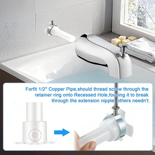 GVRGO Universal 4-in-1 Tub Spout Diverter Repair Kit with Slip Fit Adapter for 1/2'' & 3/4'' IPS, Copper Pipes, and All Threaded Connections – Leak-Proof Bathtub Faucet Replacement Kit