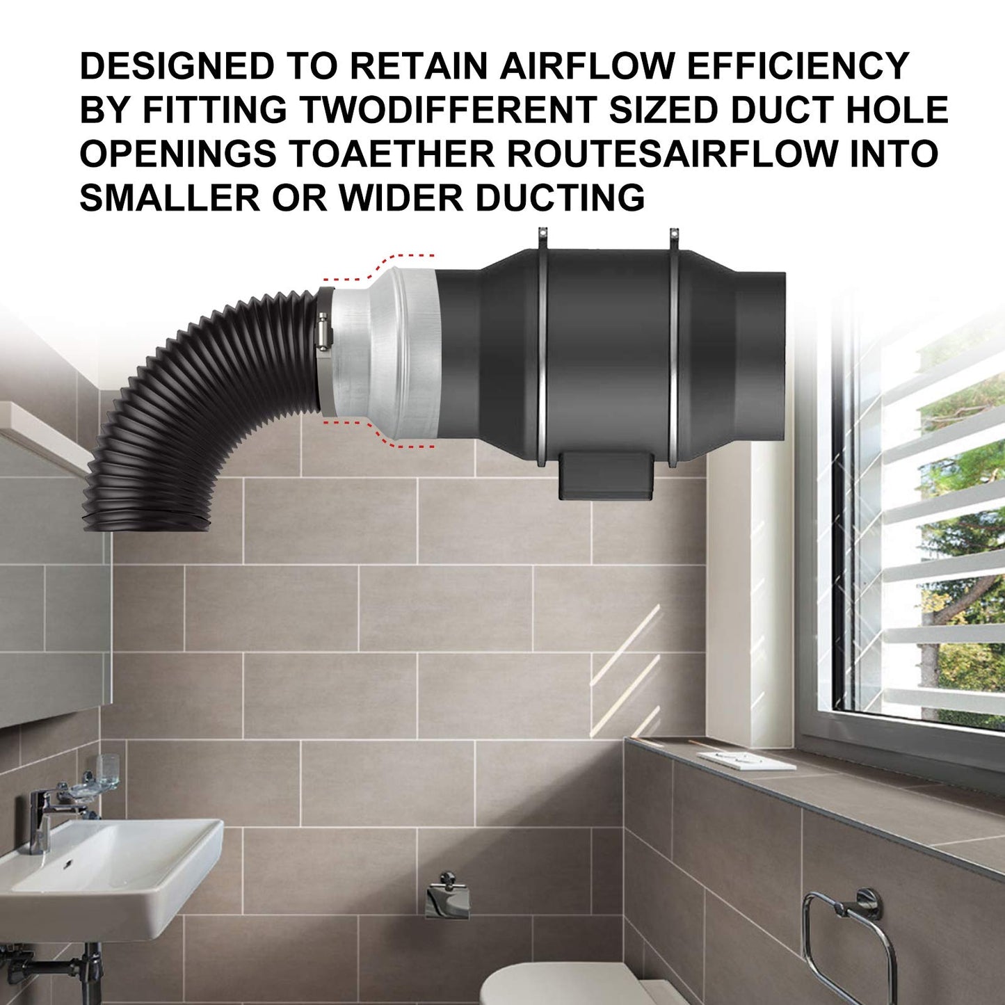 Duct Reducter 6 to 4 Air Ducting Reducer Increaser Air Duct Adapter or Round Metal Pipe Reducer for Bathroom Kitchen Ventilation Systems