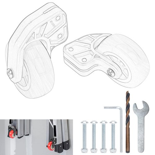 10940 Tip & Glide Wheel Kit Compatible with Little Gia-nt Ladders Without Wheels, Also for Multi-Position Ladders, Included Hrill bit, Wrench - Ladder Accessory