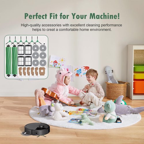 25 Pcs Accessories Kit for iRobot Roomba Plus 405 Combo/505 Combo Robot Vacuum Cleaner, Replacement Parts include 2 Main Brushes, 6 Dust Bags, 6 Mop Pads, 4 Filters, 6 Side Brushes and 1 Cleaning Tool