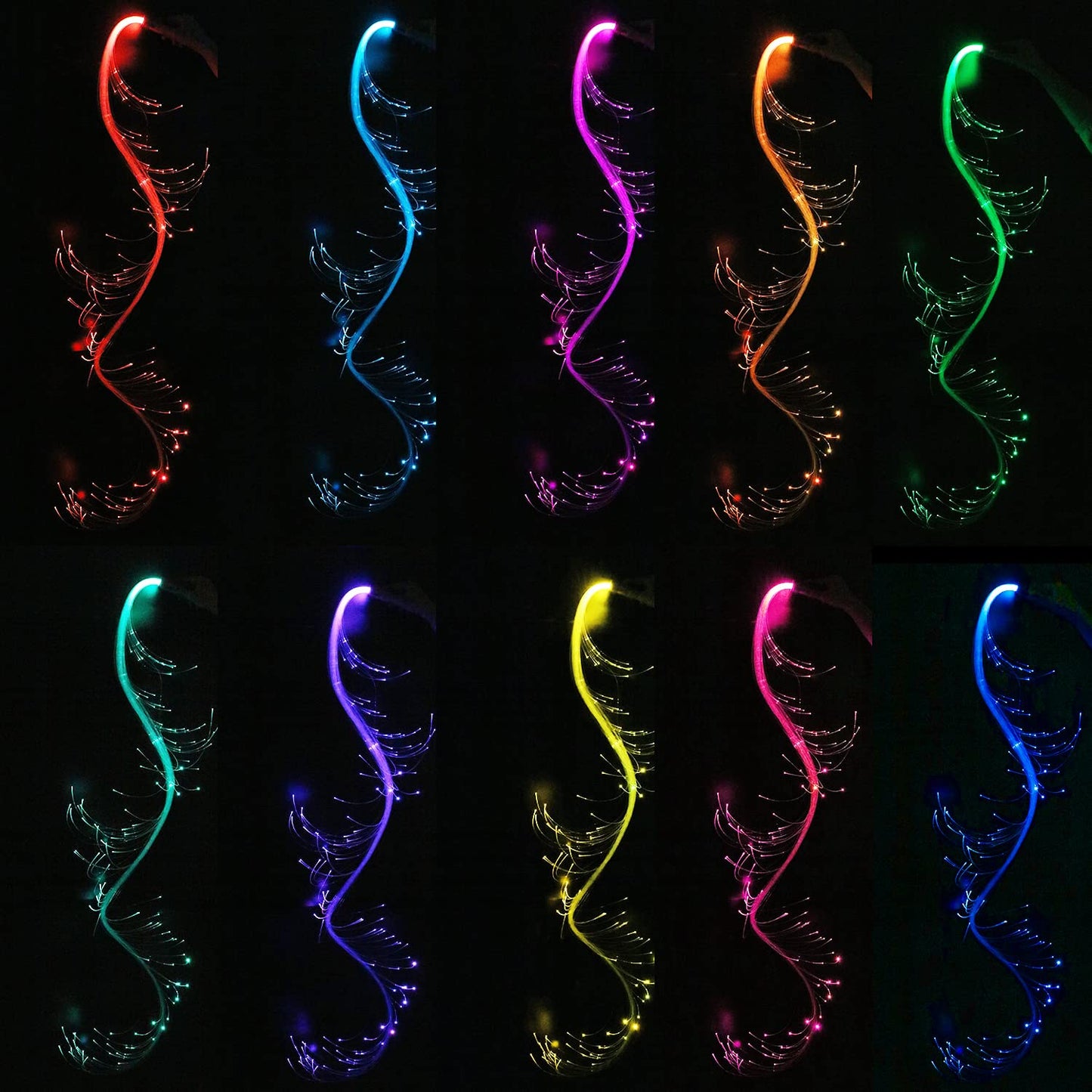 AMKI 6ft Rechargeable LED Fiber Optic Whip, 360 Swivel 36 Mode Effects Super Bright Light Up Dance Rave Toy Great for Raves Parties, Light Shows, EDM Pixel Whip Flow Lace Dance Festival