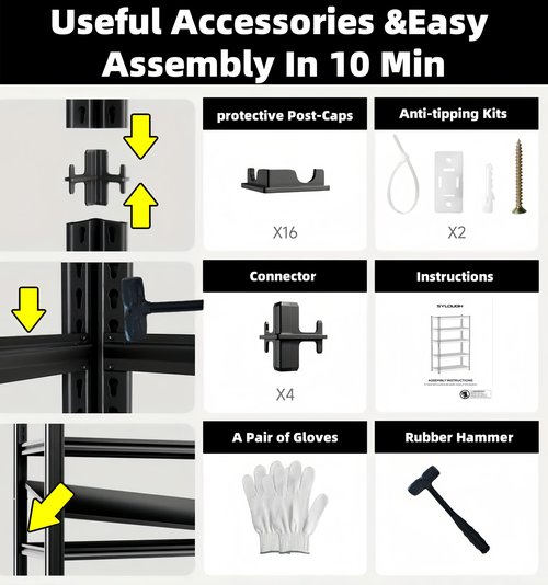 LI JIU HOME 62" W x 24" D x 84" H Garage Shelving Heavy Duty Metal Shelving 3500LBS Storage Shelves Adjustable Metal Shelves for Storage Industrial Garage Shelves for Warehouse Basement