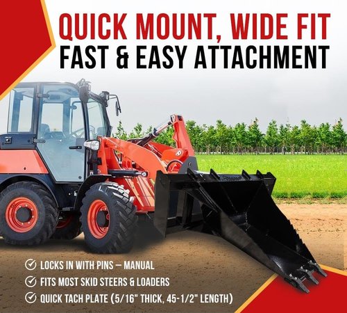 Mytee Products 46" Deep Stump Bucket Tree Scoop Digger with H&L 230 Series Teeth and Pins for Ripping Roots, Digging, Uprooting Stumps, Land Clearing, and Handling Large Debris.
