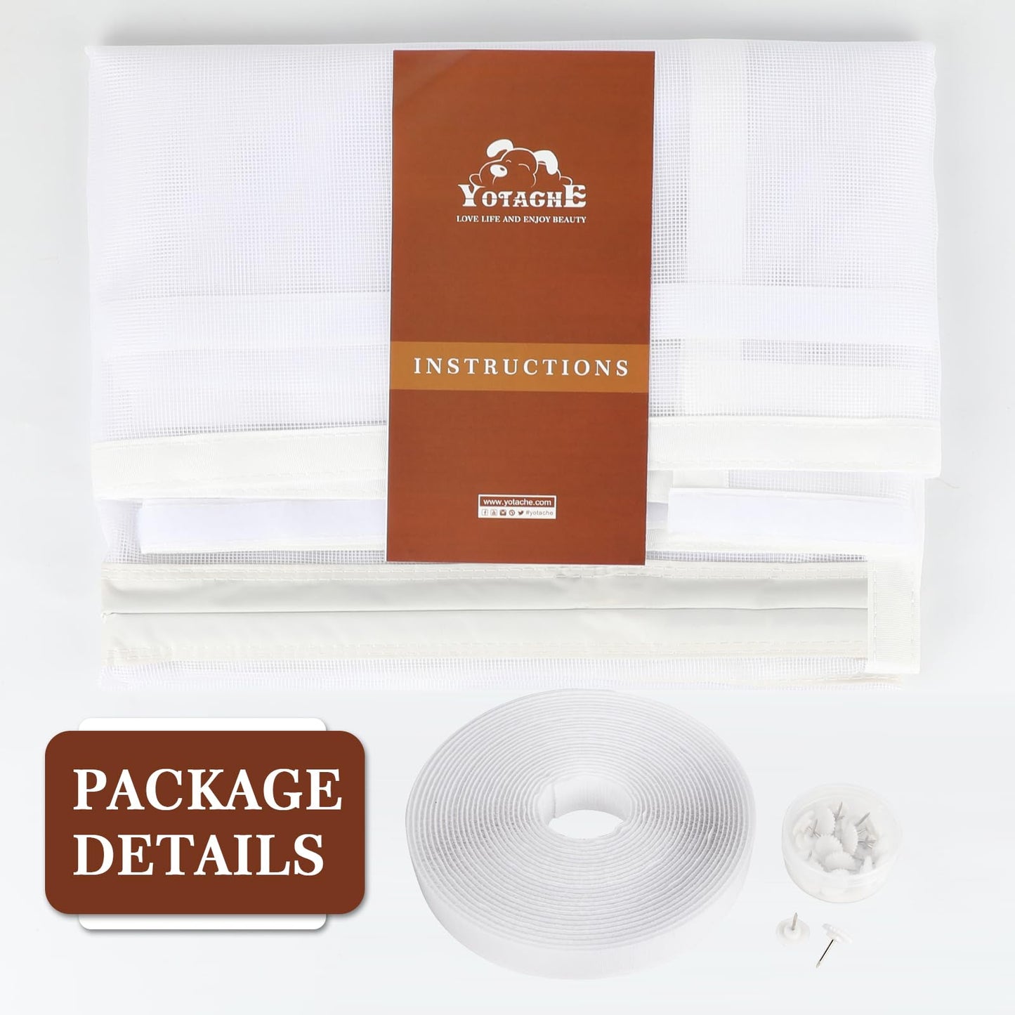 Yotache White Magnetic Screen Door Fit 72" x 80" Doors, Screen Size 74" x 81" Double Door Net Curtain for Sliding Door