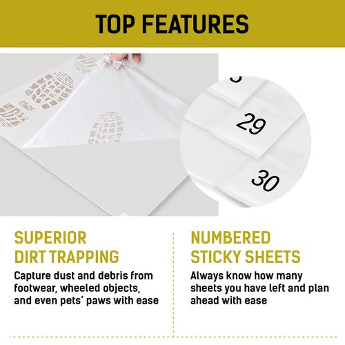 4 Pack White Grip Construction Mats - 17x13 Basketball Shoe Pad - 30 Peel-Off Floor Sheets, Adhesive for Dirt, Dust, Debris, Sand & Hair Removal - Basketball Sticky Mat - Shoe Sticky Pad