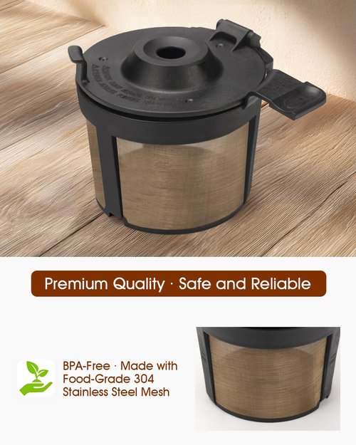 Permanent Coffee Filter for Ninja PB051 / PB040 / PB041ST - Compatible with Ninja Pods & Grounds Coffee Maker - Reusable Gold 304 Stainless Steel Mesh - Eco-Friendly Coffee Pod Accessory