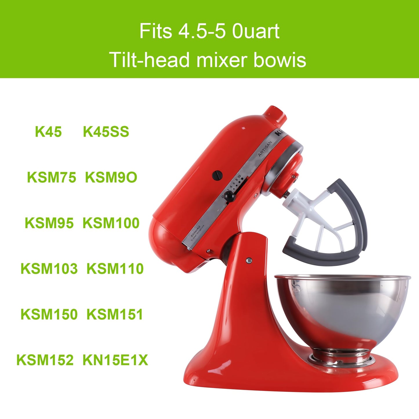 MEET JUICE Flex Edge Beater Work for KitchenAid Mixer Attachments, Compatible with 4.5-5 Quart Tilt-Head Stand Mixers, kitchenAid Paddle with Scraper, Flexible Silicone Edges