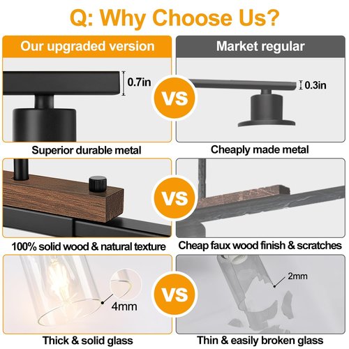 37" Farmhouse Dining Room Light Fixture Over Table, 5-Light Matte Black Wood Kitchen Island Lighting with Clear Glass Shade, Pendant Lights Linear Chandeliers for Dining Room Kitchen Island