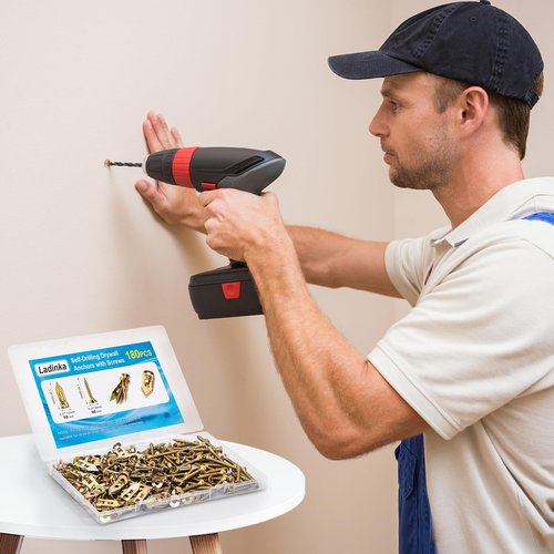180 PCS Self-Drilling Drywall Anchors KIT - 90 Metal Winged Zinc Plated Drywall Anchors and 90 Screws for Sheetrock, Gypsum Board, Hollow Walls - No Drill Needed