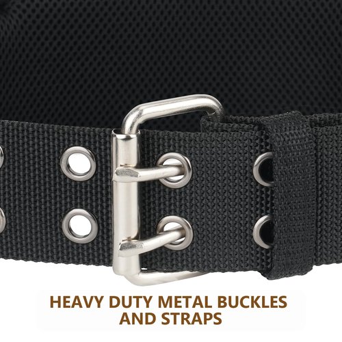 Padded Tool Belt,4-Inch Heavy Duty Tool Belts for Men with 5 Suspenders Ring,Work Belts for Electrician,Carpenter,Construction,Utility Belt,Adjustable Waist 34''-47''(Pouch not Included)