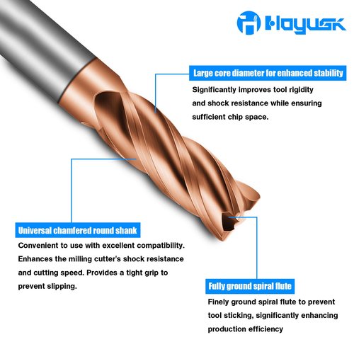 1/8" Carbide End Mills - 4 Flute Square End Mill with AlTiN Coating, HRC 55 Deg, 4T Tungsten Milling Bits for Stainless Steel, Hardened Steel, Cast Iron, Copper, Alloys & More