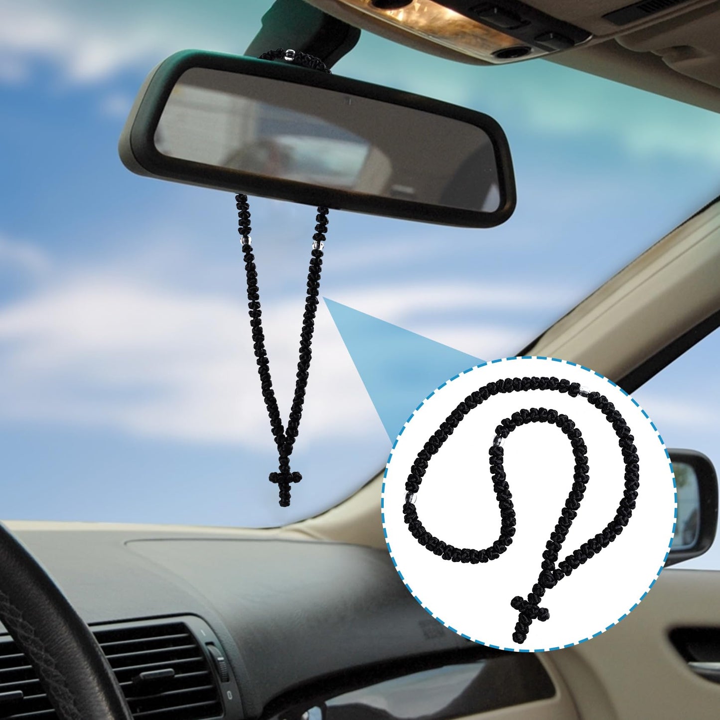 YANGWRshop Black Orthodox Prayer Rope, 100 Knots Prayer Rope Orthodox Christian, Orthodox Prayer Beads for Christian, Car Accessories (1 Pcs)