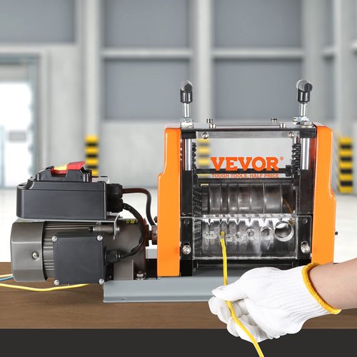 VEVOR Electric Wire Stripping Machine, 0.06''-0.98'' Automatic Wire Stripper, 60 W, Visible Stripping Depth Reference, 6 Round & 1 Flat Channels