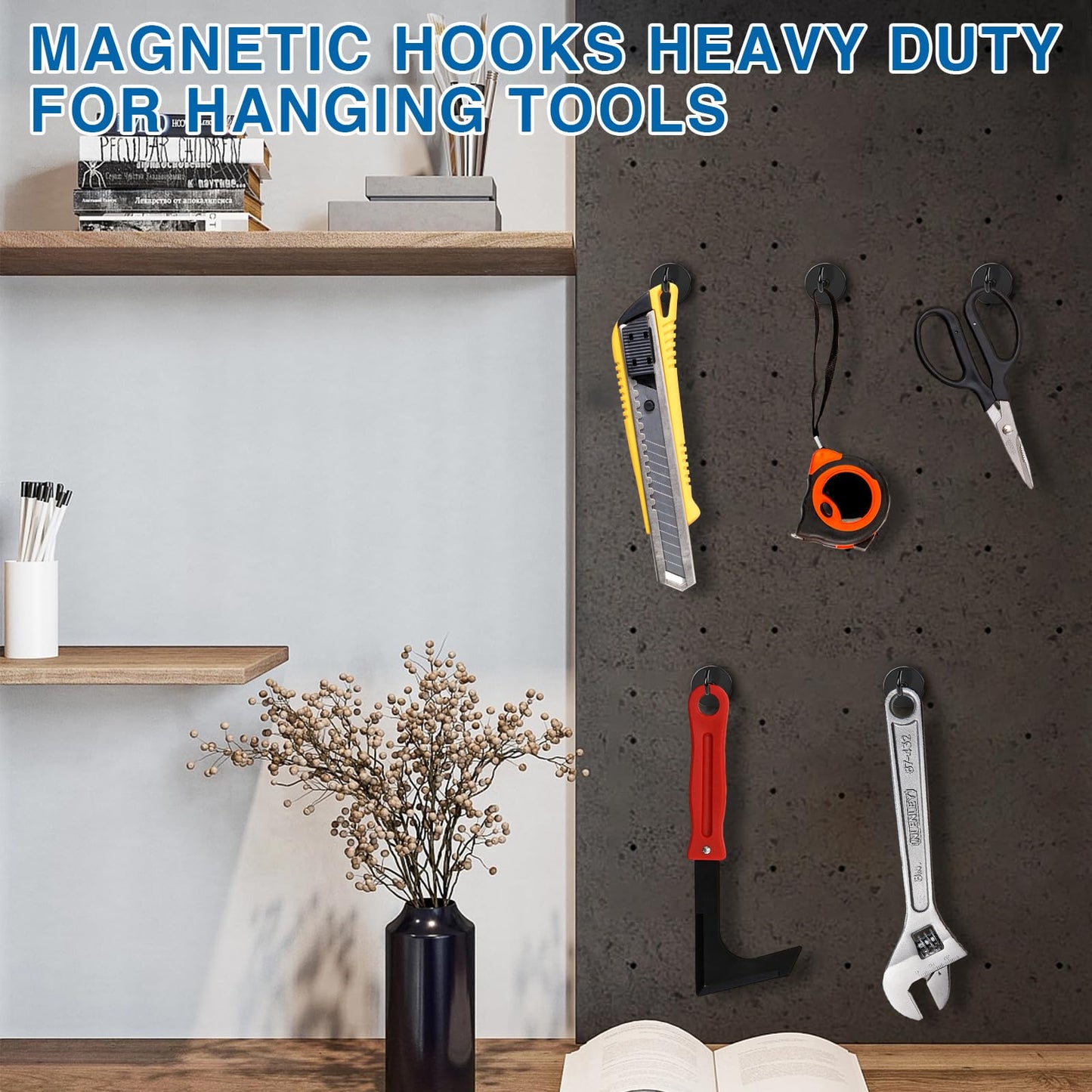 LOVIMAG Magnetic Hooks, 50lbs+ Magnets Hook 2026 Cruise Cabin Ship Essentials Heavy Duty Black Strong Magnet Refrigerator Fridge Hanging for Classroom Beach Vacation Kitchen Grills Home 12 Pack