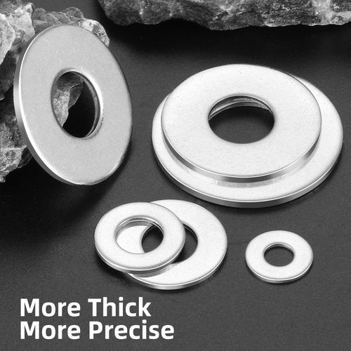 VGBUY 275PCS Washers Assortment Kit, Thickened 304 Stainless Steel Flat Washers for Screws, Asorted Metal Washers for Bolts, SAE Hardware Washers Set #8, 10, 1/4, 5/16, 3/8, 1/2