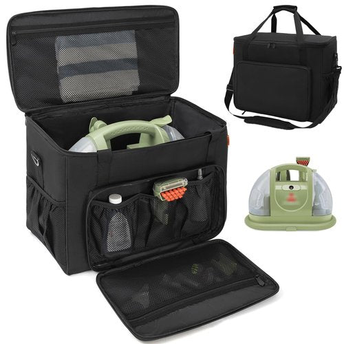 TORIBIO Storage Carry Bag Compatible with Bissell Carpet and Upholstery Cleaner 1400B/3353/74R7, Organizer/Case for Bissell Little Green with Extra Pockets for Accessories