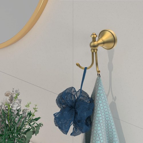 QULYEA Antique Brass Towel Hook,Vintage Brass Wall Hooks Wall Mounted,Robe Hooks for Bathrooms Accessories