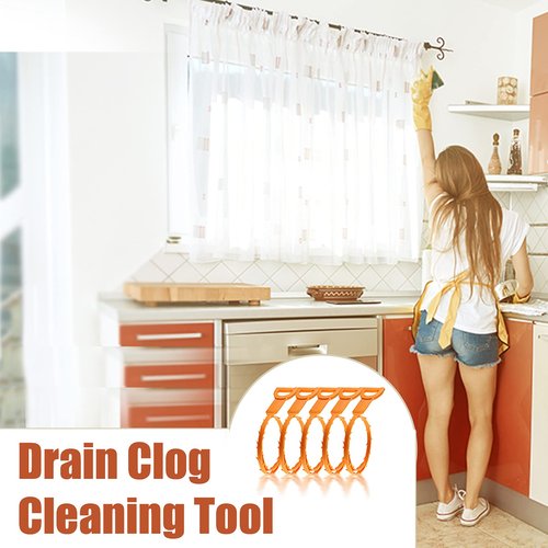 LSLCQW 5 Pack 25inch Drain clog remover, Snake Drain Cleaner Hair Clog Remover tool, Shower kitchen sinks and bathtubs, sink snake, hair toilets sewer pipe drain cleaning tools.