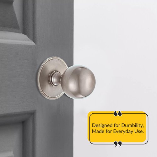 BRIXWELL 900-10221SNK-XCP2 Metal Round Closet Knob Backplate Satin Nickel 2-3/4" - Pack of 2