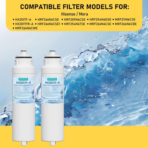 HX2017FR-A HX2017F-A Water Filter Replacement Compatible with Hisense HRF266N6CSE1, HRF266N6CSE, HRF209N6CSE, HRF254N6TSE, HRF254N6DSE Twist-In Models, 2 Pack