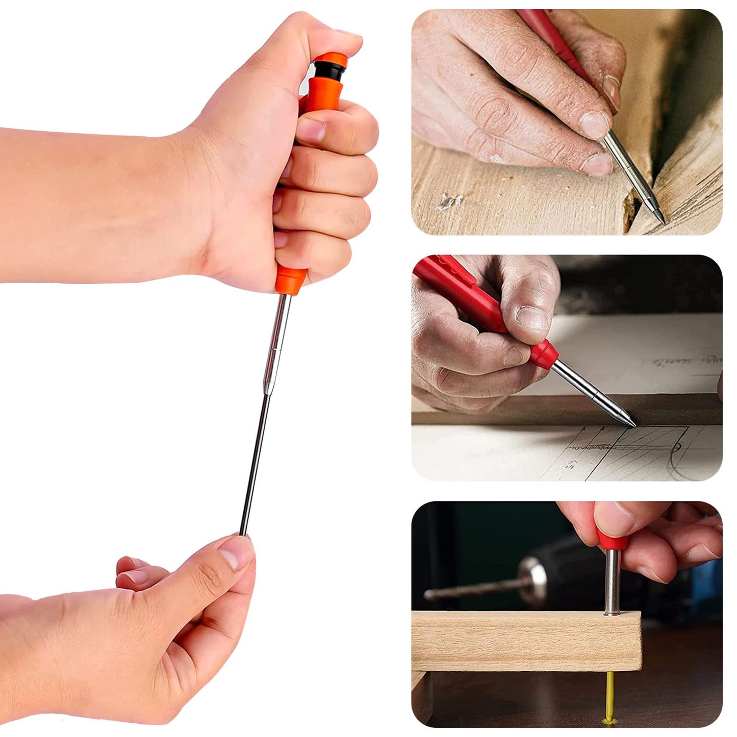 36 Pcs 2.8mm Pencil Lead Refills for Carpenter Pencil Solid Deep Hole Mechanical Construction Pencils Replacements Study Leads for Architect Woodworking Marking Scribe Tools, Black