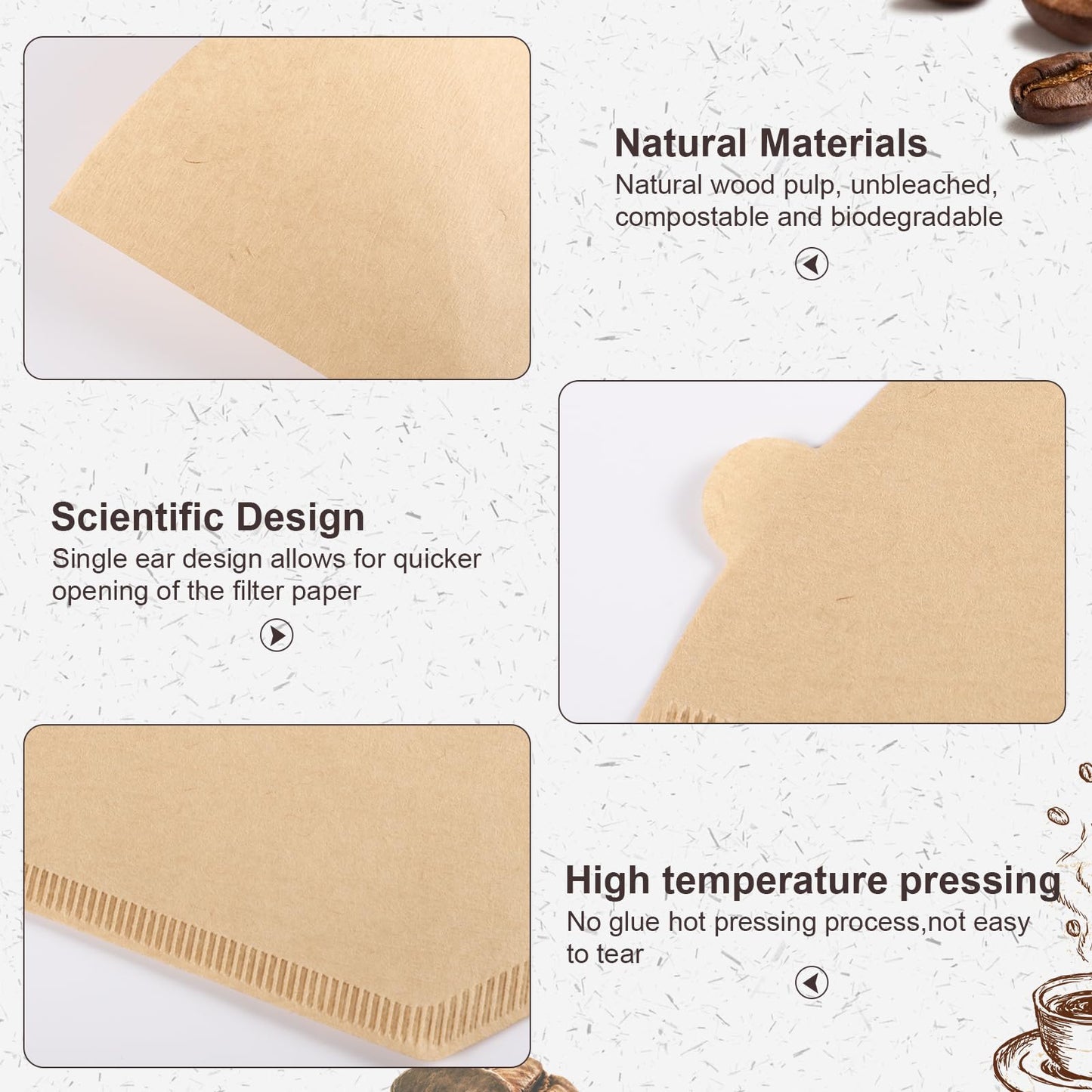 120 Count #4 Cone Coffee Filters 8-12 Cups, Disposable Natural Coffee Filters 4 Cone Paper Unbleached 4 Filters Paper Compatible with Ninja, Drip and Pour Over Coffee Maker