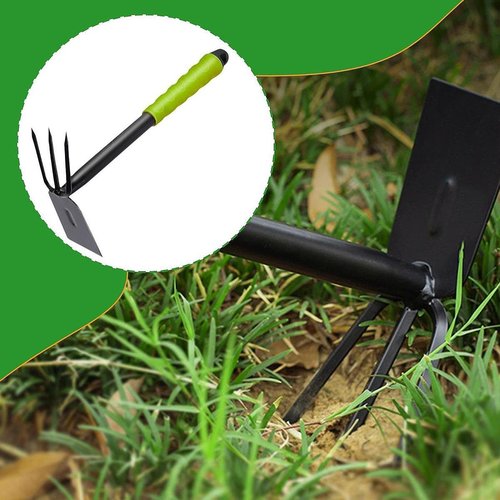 MYCENSE Hoe and Cultivator Hand Hoe Tiller Heavy Duty 2 in 1 Garden Rake Hand Tool for Tilling Lawn Planting Gardening Cultivating
