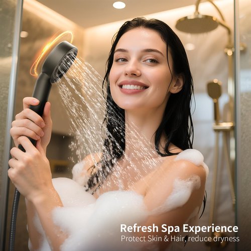 Handheld Shower Head with Filter - High Pressure Vitamin C Chlorine Removal, CEC DOE Certified, Refreshing Scent Cartridge & ABS Anti-Rust, Skin Friendly Easy Install