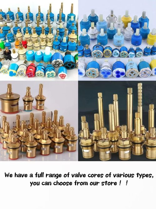 Cartridge, Brass Ceramic Stem Disc Cartridge Faucet Valve Replacement er Turn 1/2 for Bathroom Kitchen Tap (1 Pair Hot & Cold)