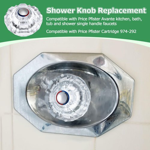 Dreyoo Shower Faucet Handle Replacement for 940-240/940-950A, Compatible with Price Pfister Avante Kitchen, Bath, Tub Faucets, Single Acrylic Shower Knob