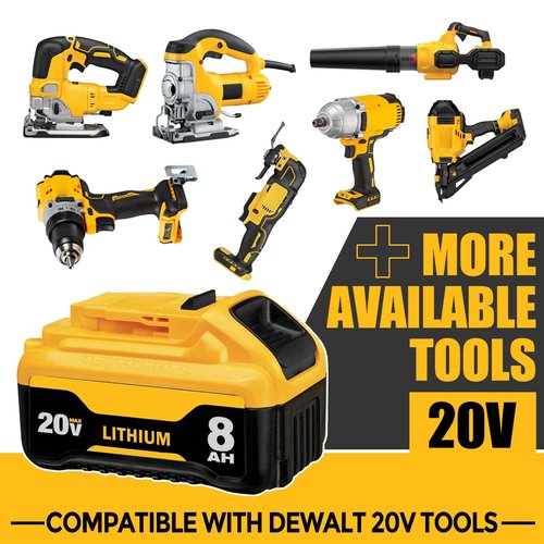 2Pack Upgraded 8.0Ah 20Volt Max Replacement for DEWALT 20V Max Battery and Charger Combo DCB200 with 12V/20V DCB112 Station Kit Compatible with Dewalt 20Volt X*R Battery