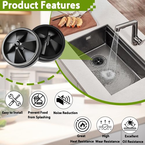4 Pack 3 3/8 Inch Garbage Disposal Splash Guard - QCB-AM Replacement for InSinkErator Evolution & for Moen Models Silicone Splash Baffle with Noise Reduction, Leak-Proof Drain Protector Accessories
