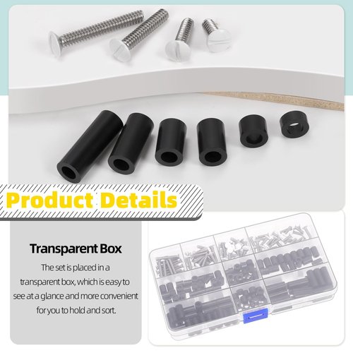 Mardatt 245Pcs Electrical Outlet Extender Kit, 150Pcs Electrical Outlet Spacers and 95Pcs #6-32 Thread Oval Head Slotted Wall Plate Screws Outlet Screws Device Mounting Screws Switch Plate Screws