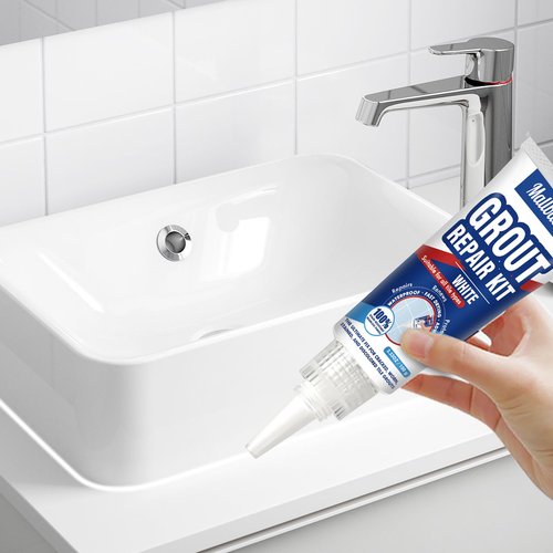 Mallbaola Tile Grout Repair Kit, 2 Pack Tile Grout Paint, Grout Sealer for Bathroom Kitchen Floor Tile, Fast Drying Grout Pen, White Filler Restore & Renew Tile Joints Line and Gaps