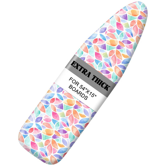 Ironing Board Cover 15"x54", Standard Size Replacement Iron Board Covers with Thick Padding, Heavy Duty Non-Slip Board Cover Fitted with Elastic Edges and Velcro Straps