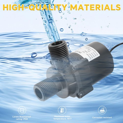 Submersible Water Pump for Dewalt 20V Battery, Quiet Mini Brushless Motor Water Pump Max Lift 8M 1100L/H for Garden, Kiddie Pool, Fish Tank (No Battery)