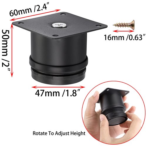 OwnMy 4PCS 2 Inch Stainless Steel Furniture Legs Feets Metal Cabinet Desk Legs, Adjustable Round Metal Furniture Risers Replacement Legs Corner Feets Heavy Duty Table Leg Extenders for Sofa Chair