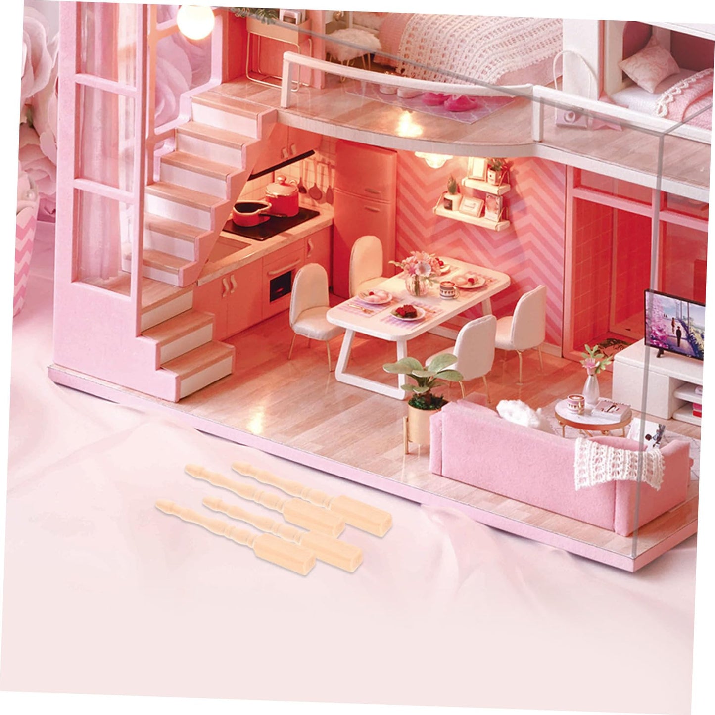 KONTONTY 4Pcs Scale Wooden Table Feet for Dollhouse Accessories Durable and Easy to Install Mini Furniture Replacement Legs for Various Styles