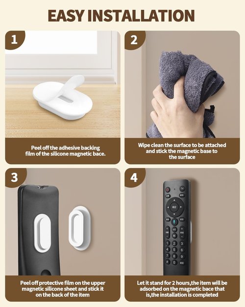 Aecsze 4 Pack Strong Magnetic Remote Control Holder, Self-Adhesive Silicone Remote Holder Wall Mount for TV, Fan, Air Conditioner Remote Control
