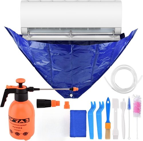 AQEENURA Mini Split Cleaning Kit 12PCS Waterproof Clean Bag Cover with Drain Outlet Pipe for 37-45in Wall Mounted Air Conditioner AC Unit Cover Cleaning Accessories