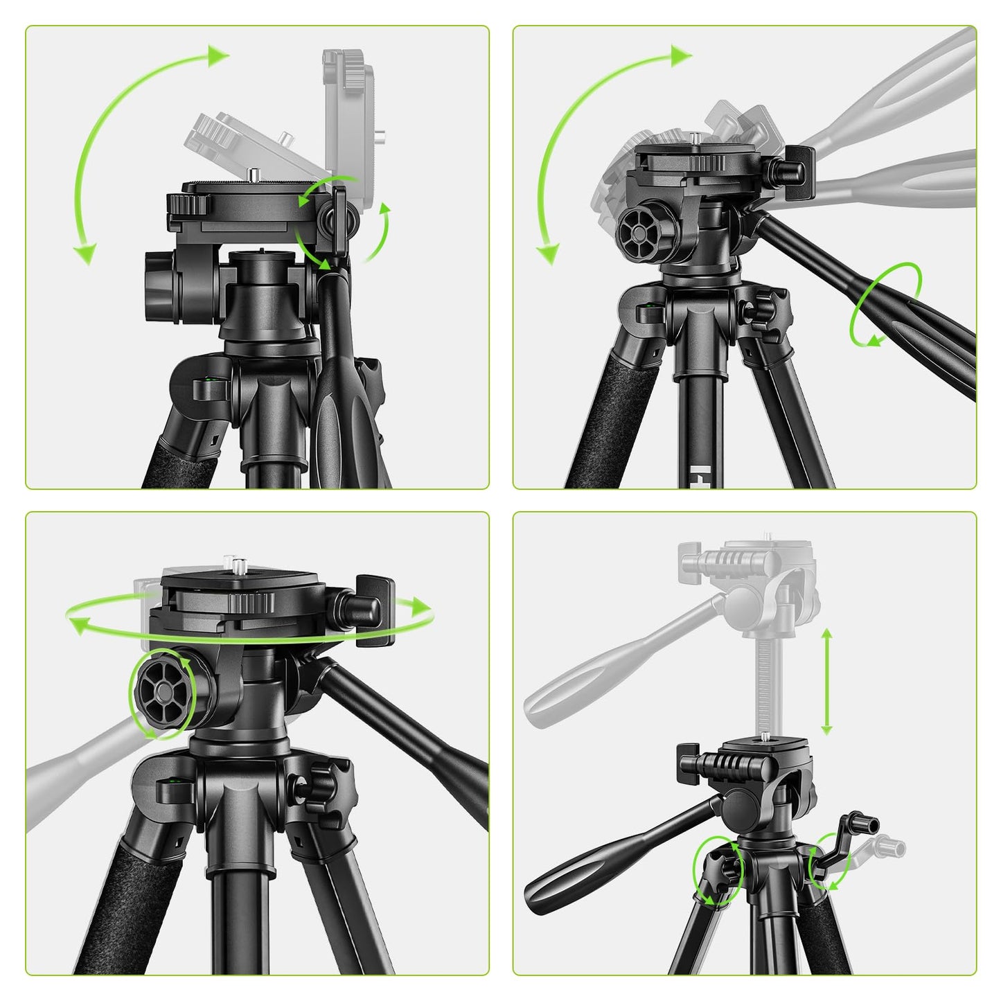 Huepar Professional Laser Level Tripod, 60 Inch Adjustable Laser Level Stand, Suit for Heavy Duty Laser Levels, Point Lasers, Laser Distance Measures; 1/4" & 5/8" Thread Mount, Non-Slip Feet, TPD14B