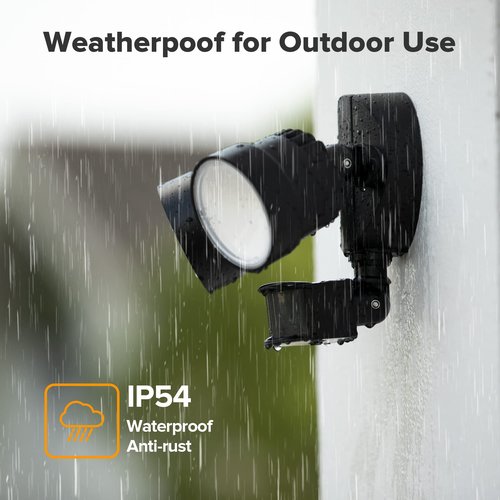 LUTEC Shrimp P6221B-PIR24 2000 Lumen 18 Watt 26 LED Motion Activated Integrated Dual-Head Floodlight Outdoor, IP54 Waterproof Exterior Security Wall Light for Patio, Garden, Yard-Black