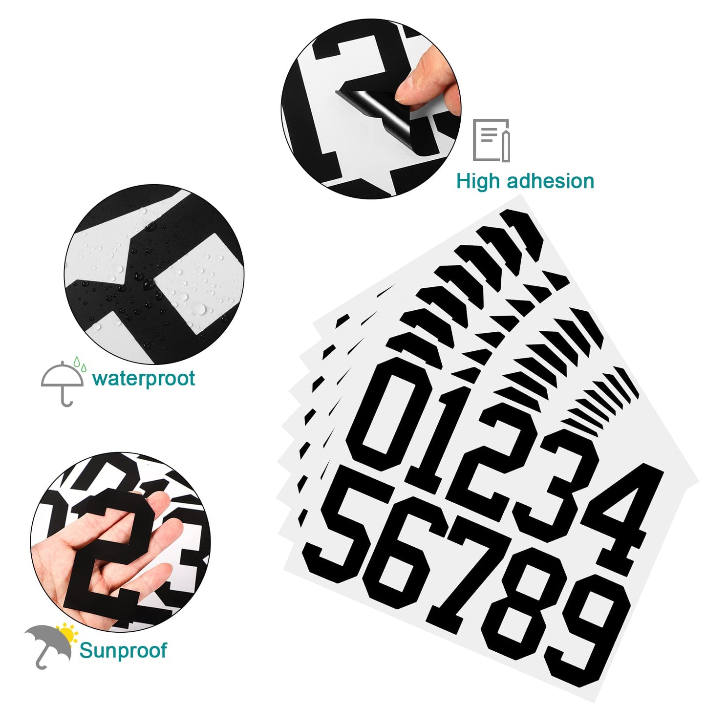 TaoBary 8 Sheets Mailbox Numbers Stickers Waterproof Vinyl Number Stickers Self Adhesive 0-9 Vinyl Decals for Car/Home/Residence(3 Inch,Black)